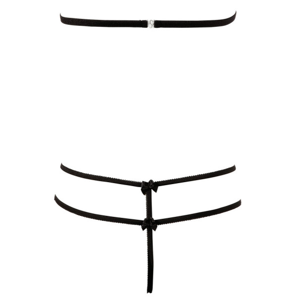 Soutien-gorge en dentelle noire avec bonnets détachables et string 